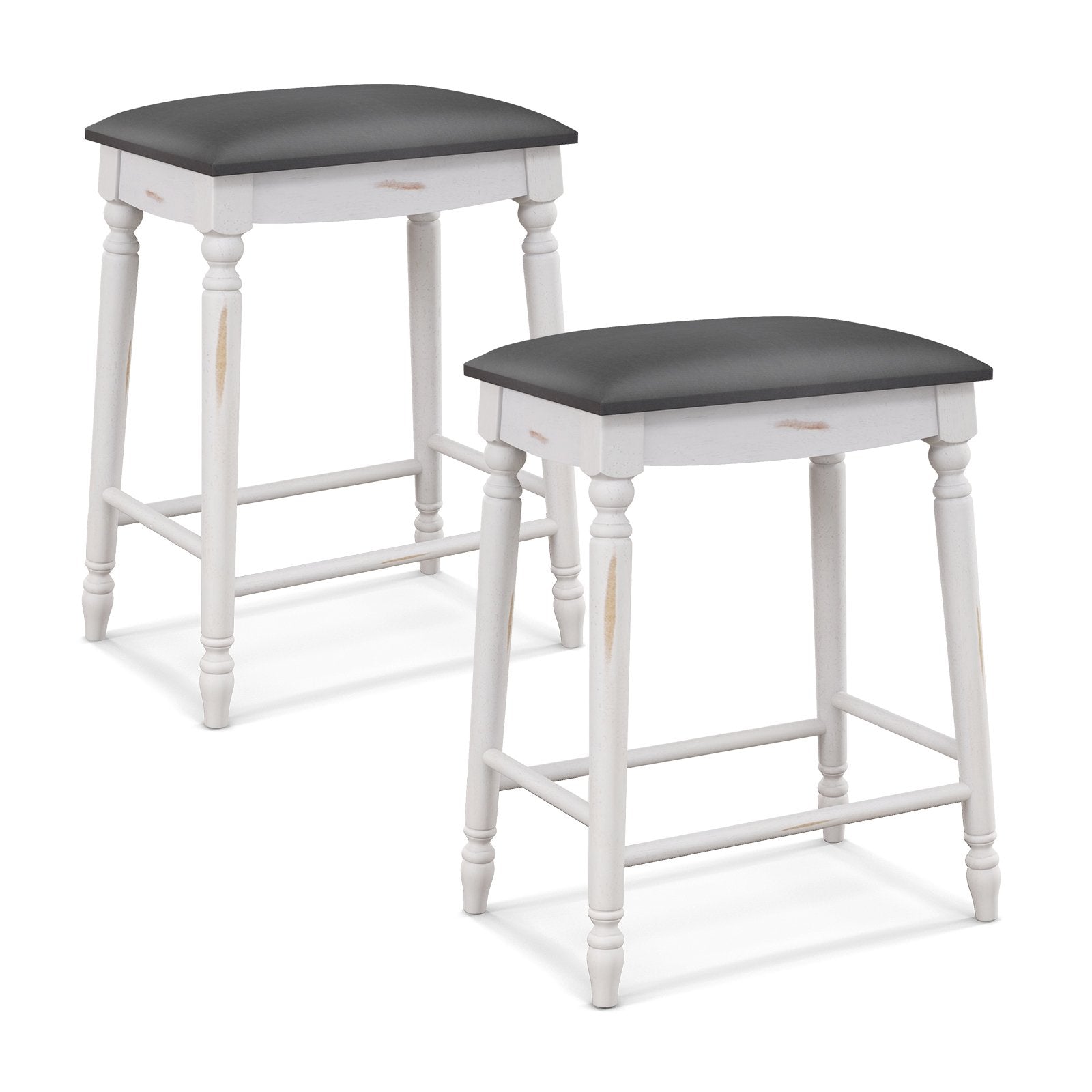 29 Inch Bar Stool Set of 2 with Padded Seat Cushions and Wood Legs-29 inches