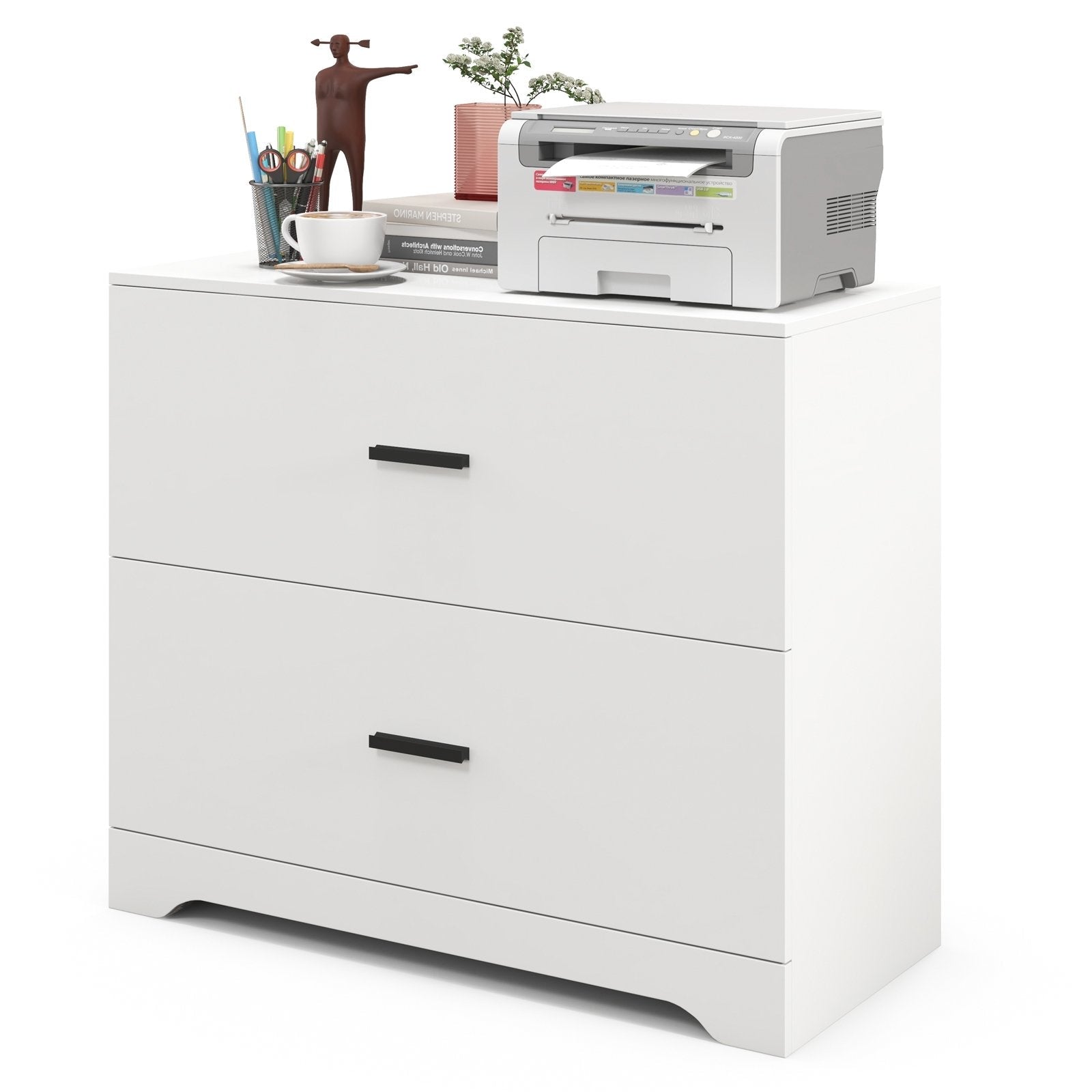 2-Drawer Lateral File Cabinet with Adjustable Bars for Home and Office-Black