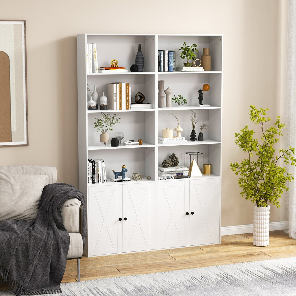 71 Inch Freestanding Bookshelf with 6 Shelves and 2-Door Cabinet-Black