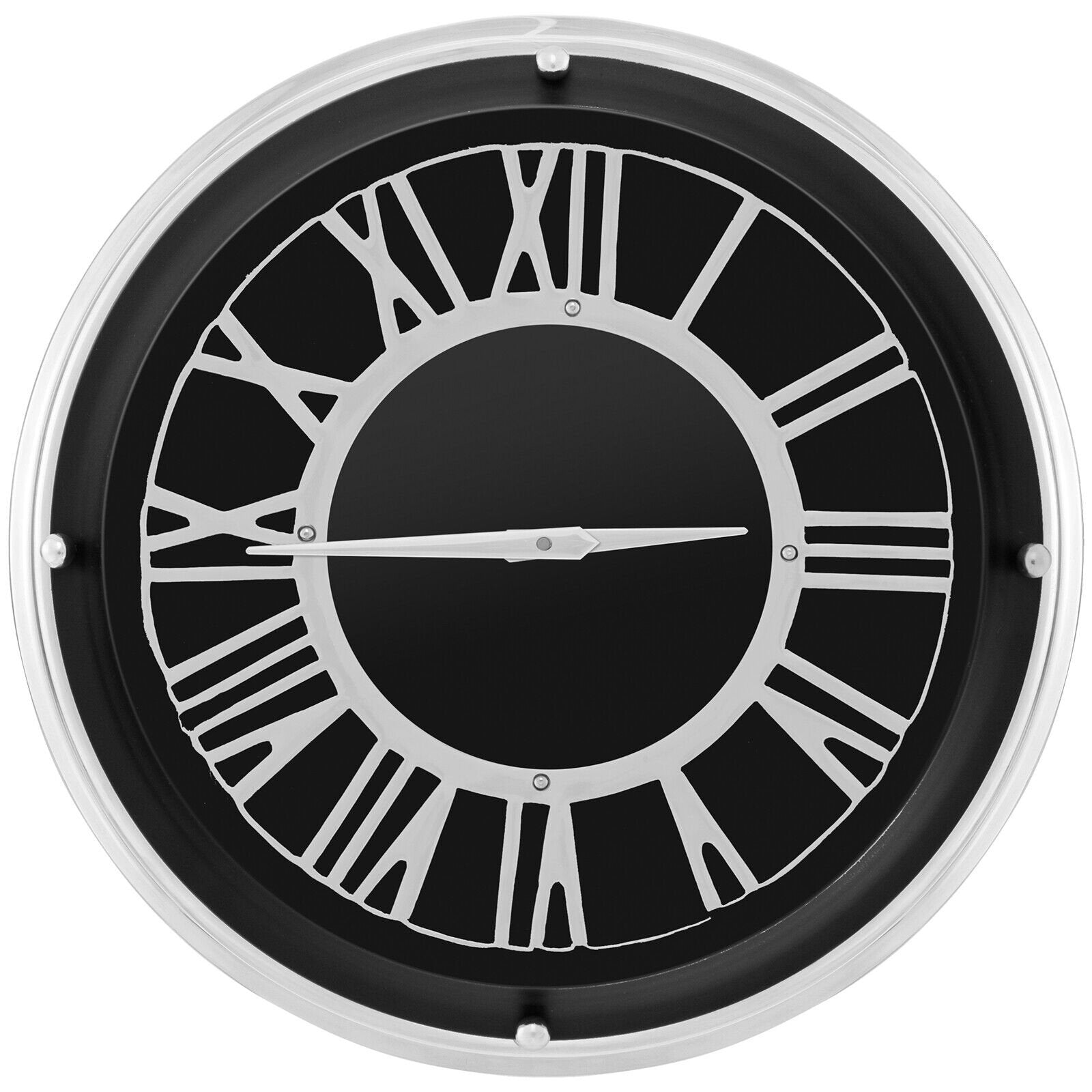 13.5/17.5 Inch Silent Wall Clock with Silver Frame-S