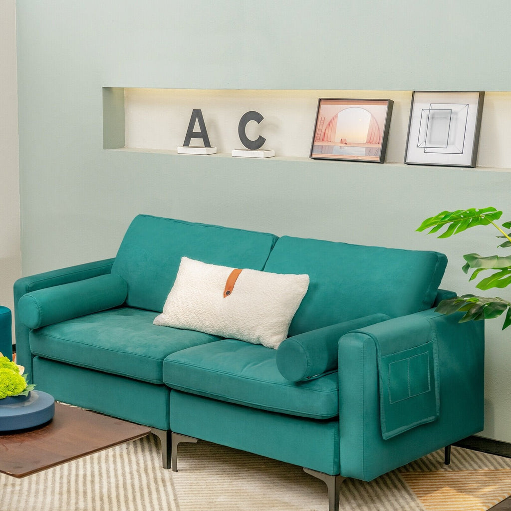 Modular 2-seat/3-Seat/4-Seat L-shaped Sectional Sofa Couch with Reversible Chaise and Socket USB Ports-2-Seat