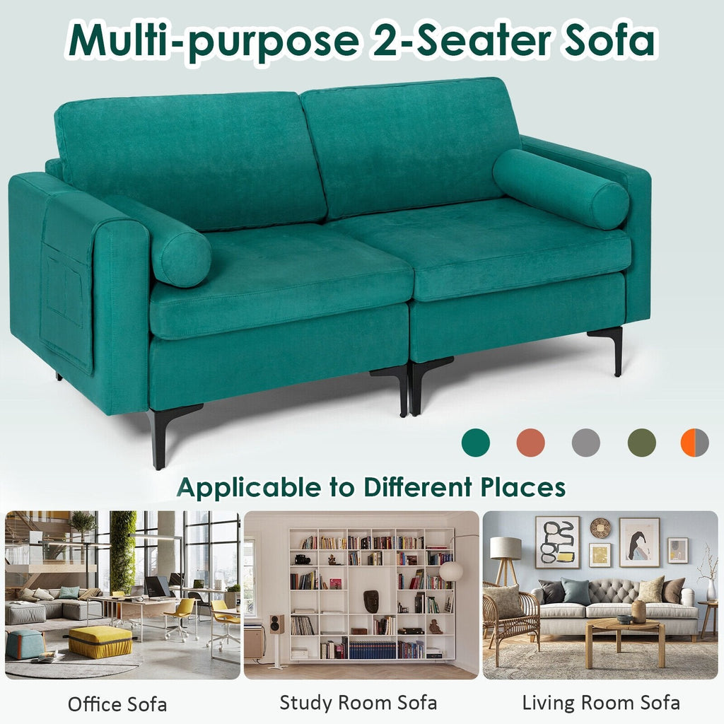 Modular 2-seat/3-Seat/4-Seat L-shaped Sectional Sofa Couch with Reversible Chaise and Socket USB Ports-2-Seat