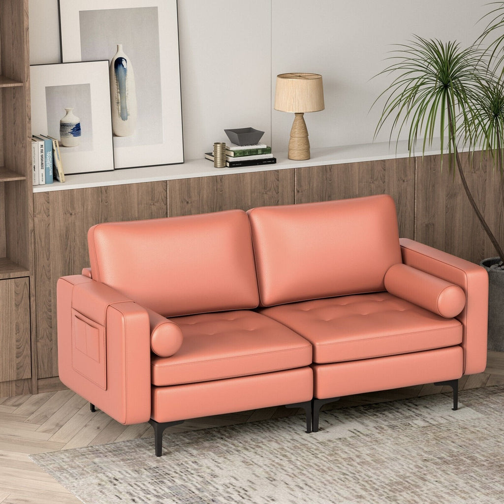 Modular 2-seat/3-Seat/4-Seat L-shaped Sectional Sofa Couch with Reversible Chaise and Socket USB Ports-2-Seat
