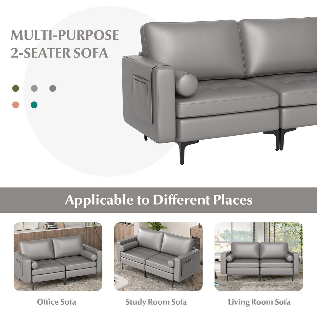 Modular 2-seat/3-Seat/4-Seat L-shaped Sectional Sofa Couch with Reversible Chaise and Socket USB Ports-2-Seat