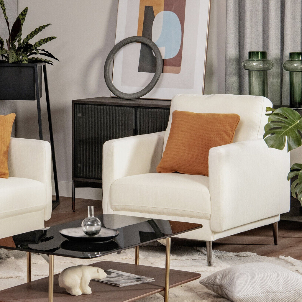 Modern Upholstered Accent Chair with Removable Backrest Cushion-Gray