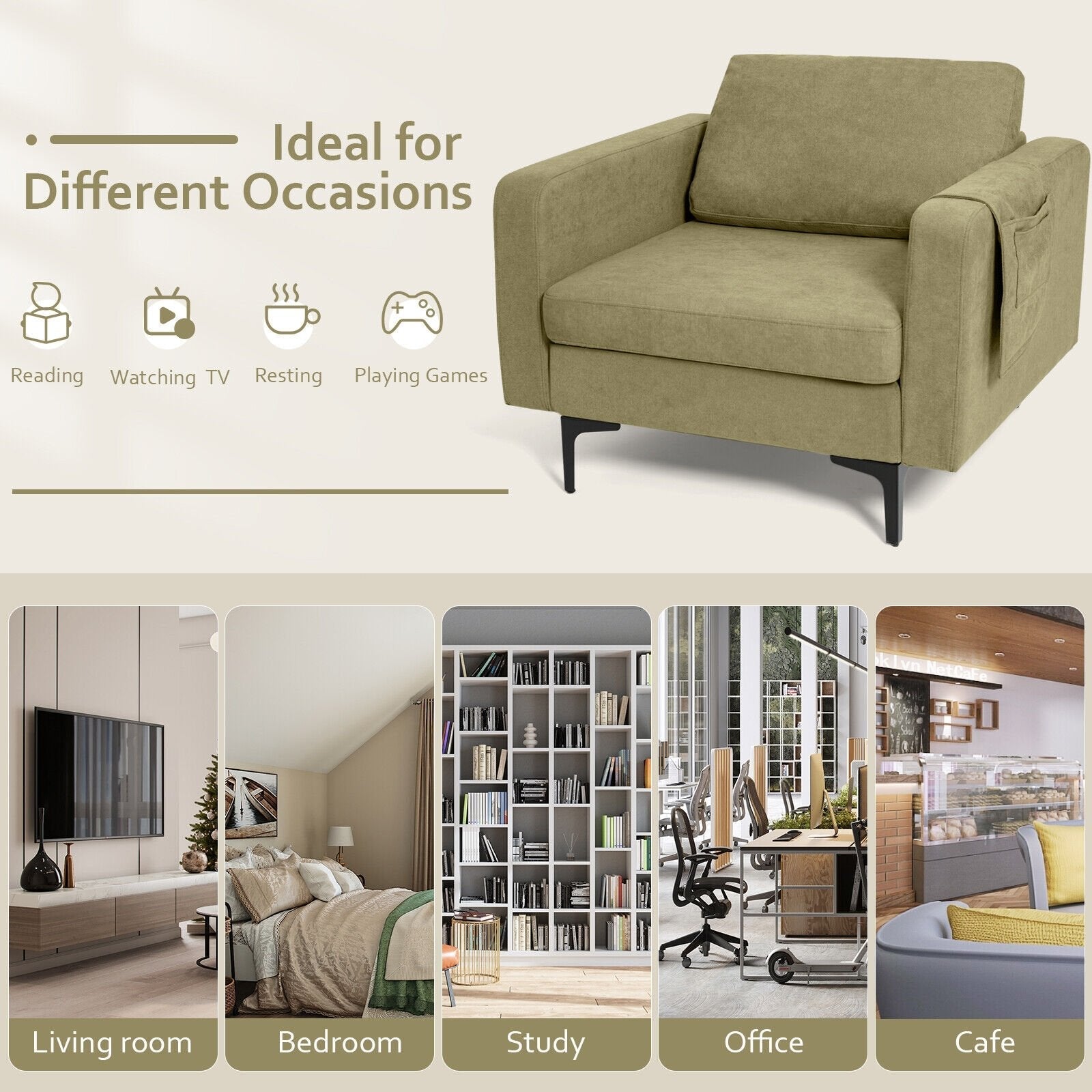 1/2/3/4-Seat Convertible Sectional Sofa with Reversible Ottoman-1-Seat