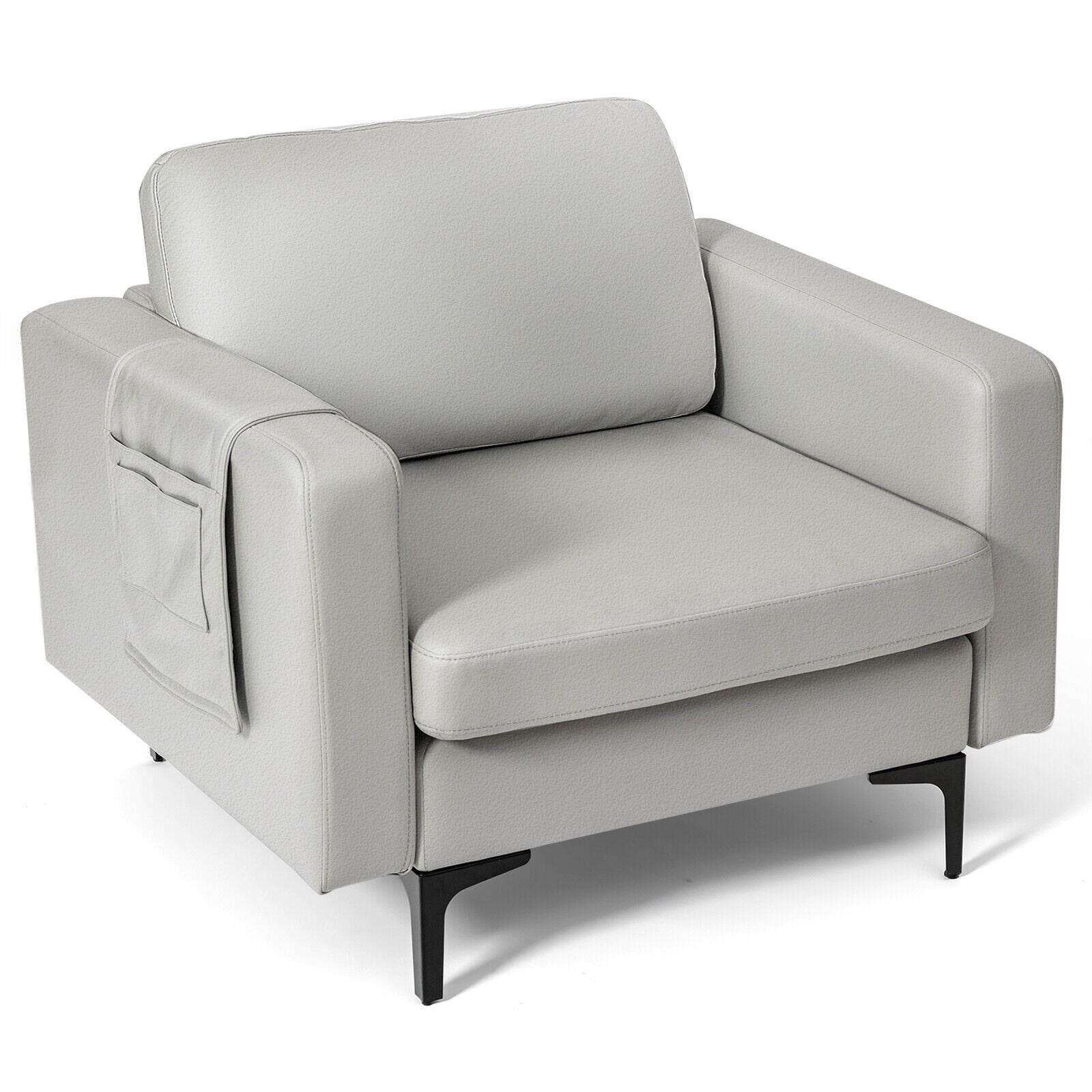 1/2/3/4-Seat Convertible Sectional Sofa with Reversible Ottoman-1-Seat