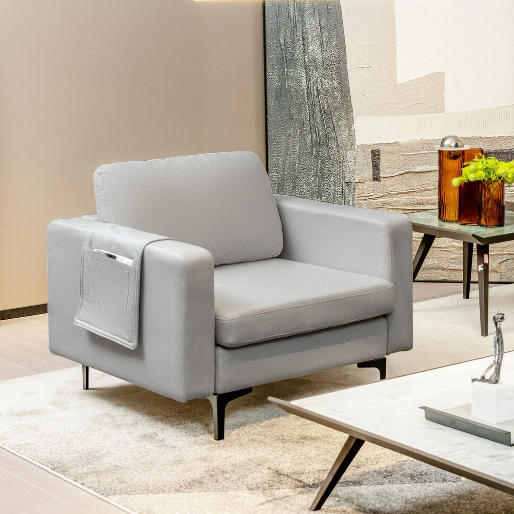 1/2/3/4-Seat Convertible Sectional Sofa with Reversible Ottoman-1-Seat