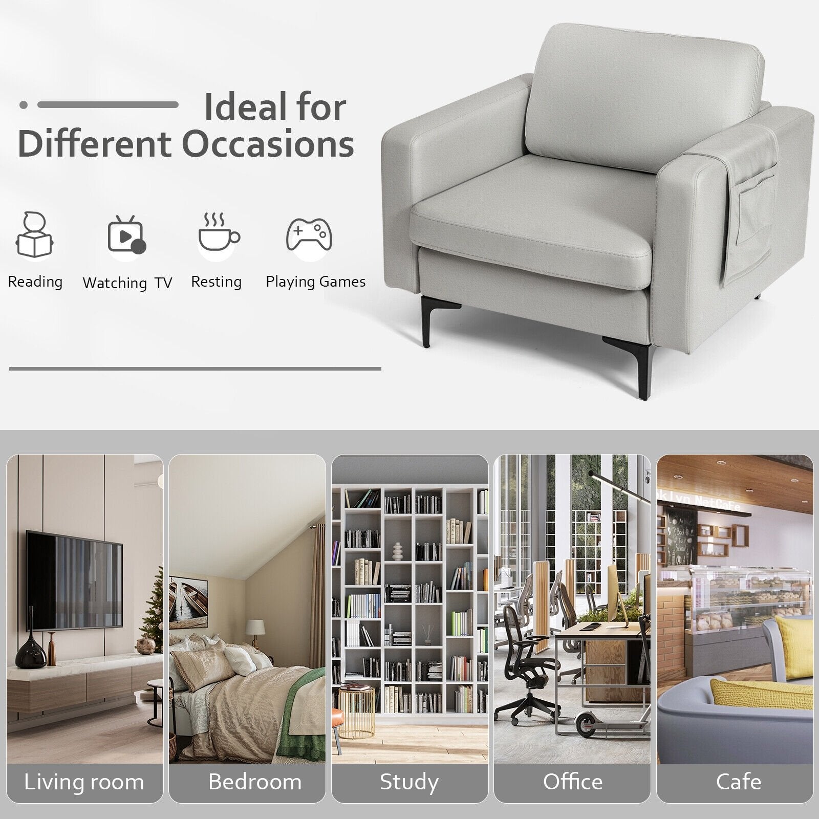 1/2/3/4-Seat Convertible Sectional Sofa with Reversible Ottoman-1-Seat