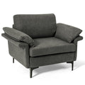 Modern Fabric Accent Armchair with Original Distributed Spring and Armrest Cushions-Army Green