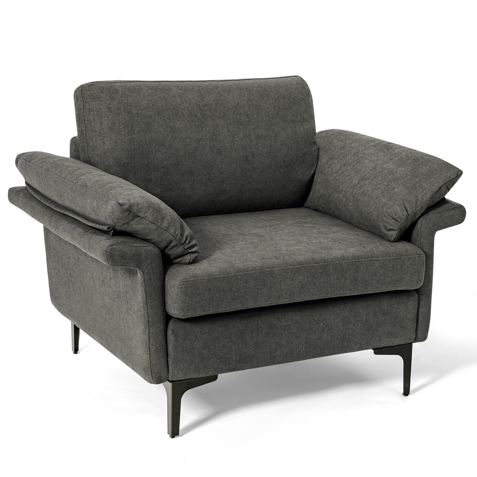 Modern Fabric Accent Armchair with Original Distributed Spring and Armrest Cushions-Army Green