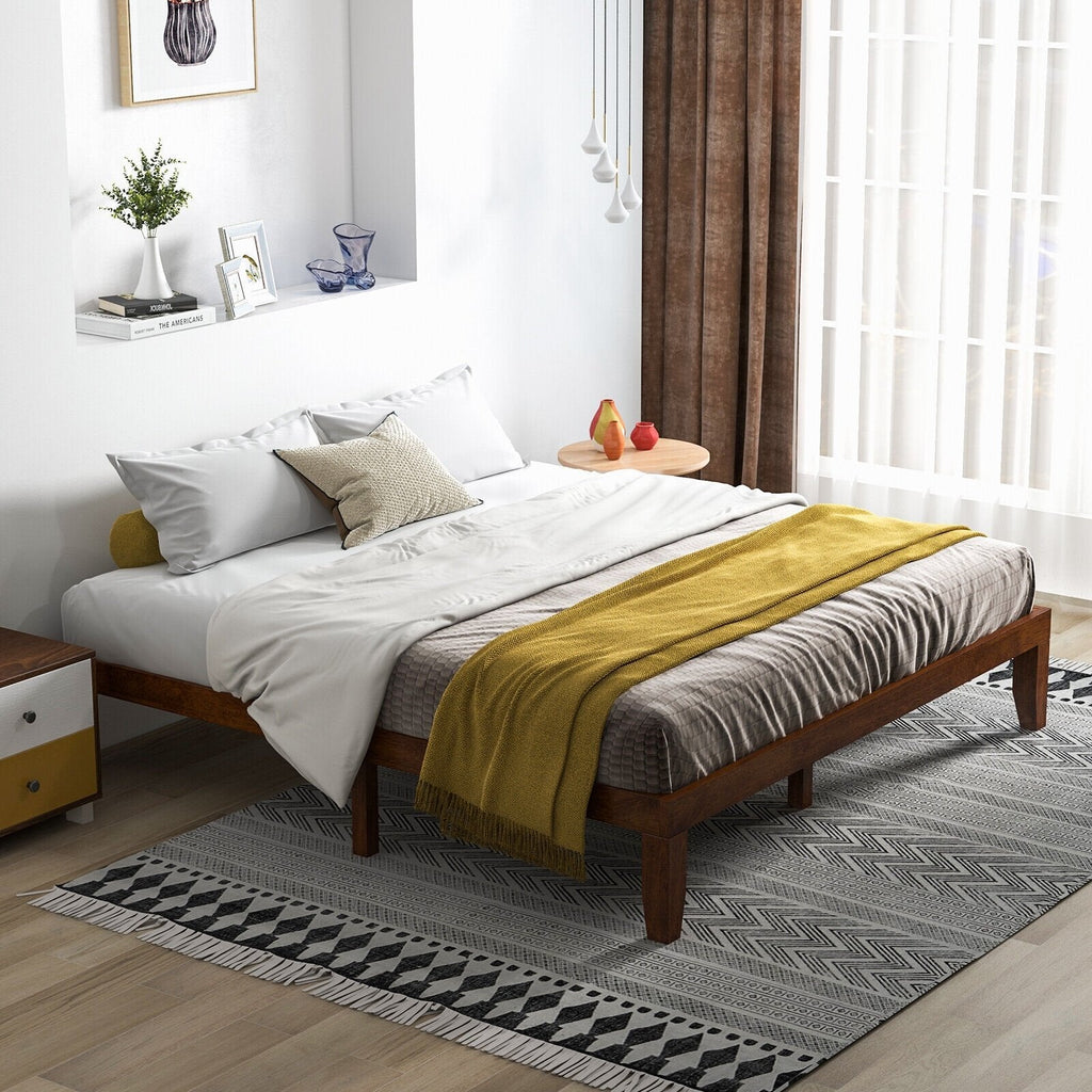 14 Inch King Size Wood Platform Bed Frame-Brown