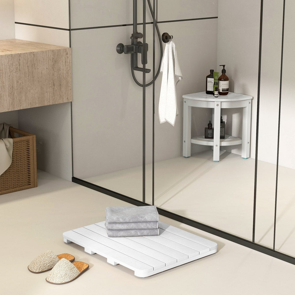 Waterproof HIPS Bath Spa Shower Mat with Non Slip Foot Pads-Brown