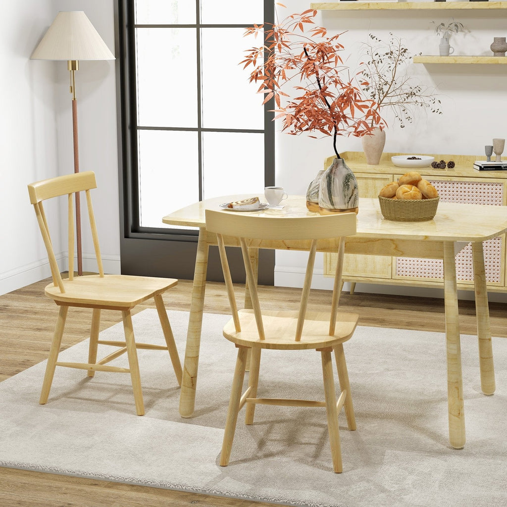 Windsor Style Armless Chairs with Solid Rubber Wood Frame-Black
