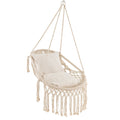 Hanging Hammock Chair with Soft Seat Cushions and Rope Chain-Beige