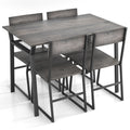 5 Piece Dining Table Set with Storage Rack and Metal Frame-Coffee