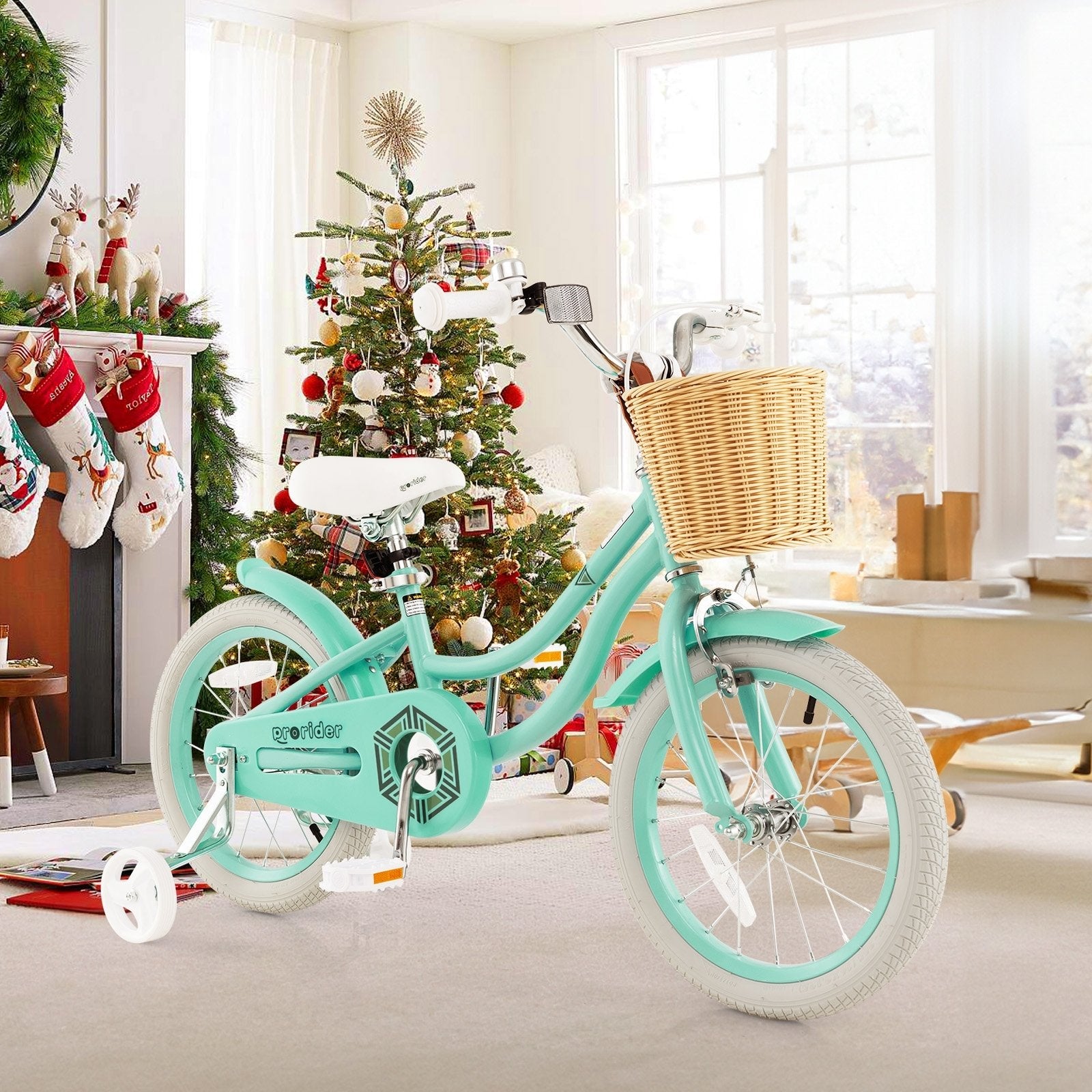 16-Inch Kids Bike with Training Wheels and Adjustable Handlebar Seat-Blue