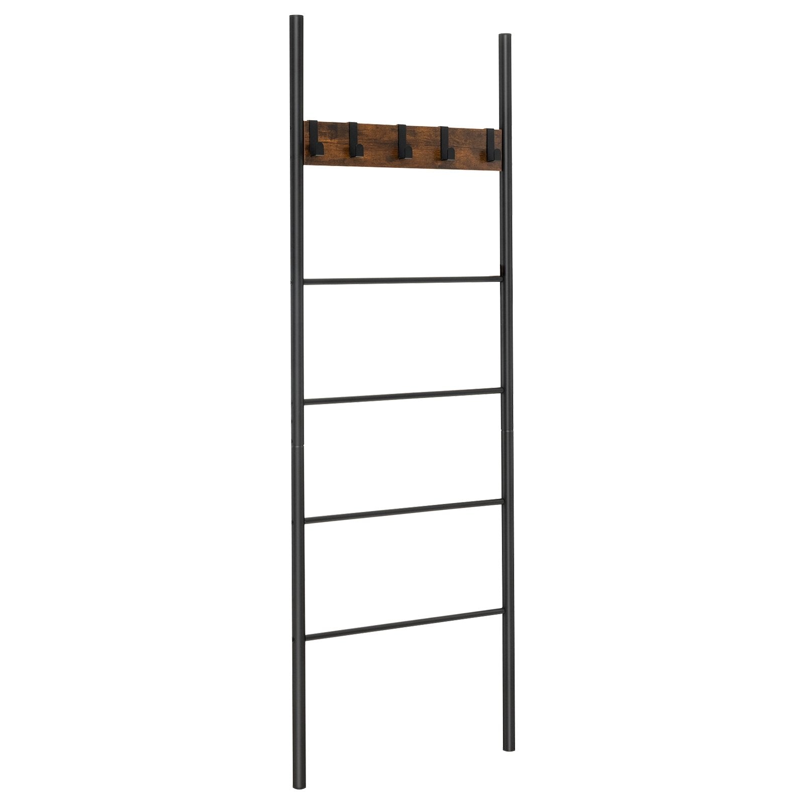 Wall-Leaning Decorative Blanket Holder with 5 Removable Hooks
