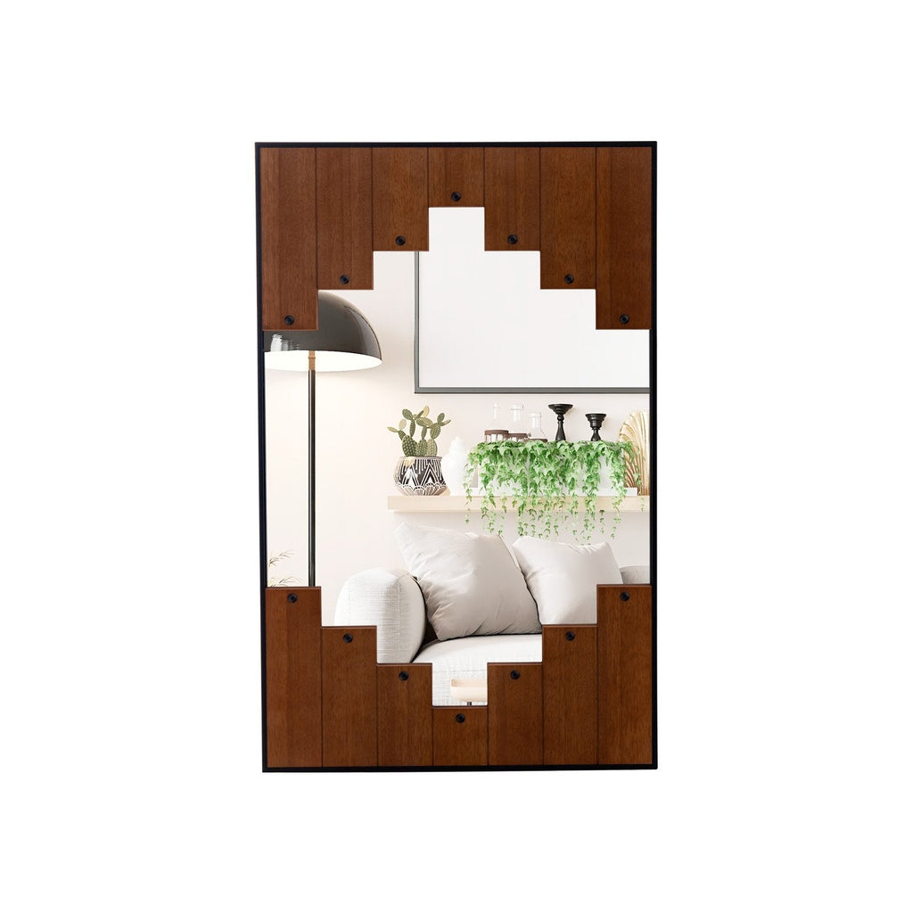 37.5 Inch x 26.5 Inch Decorative Rectangle Wall Mirror with Piano Key-Shaped Frame-Black