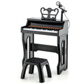 37 Keys Music Piano with Microphone Kids Piano Keyboard with Detachable Music Stand-Black
