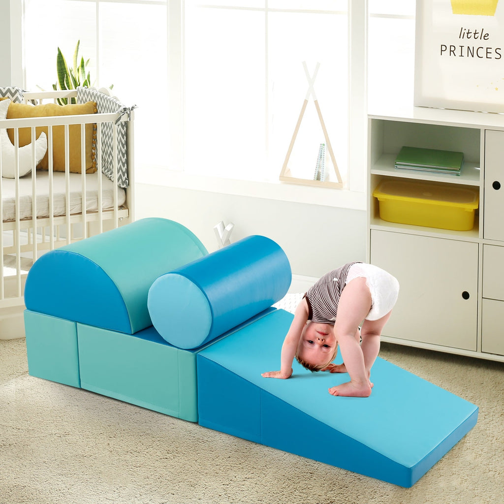 5-Piece Kids Climb and Crawl Activity Playset-Green