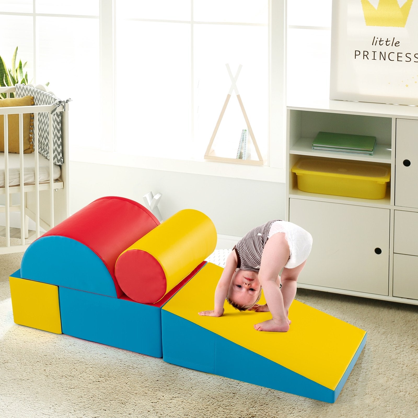 5-Piece Kids Climb and Crawl Activity Playset-Green