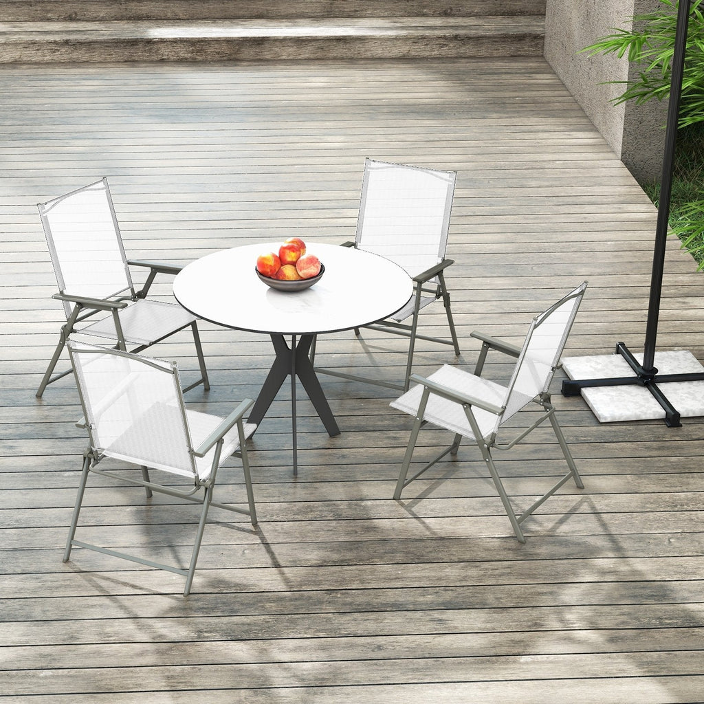Set of 4 Patio Folding Chair Set with Rustproof Metal Frame-Black