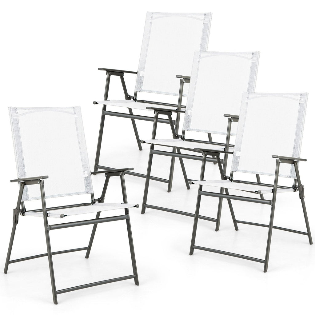 Set of 4 Patio Folding Chair Set with Rustproof Metal Frame-Black