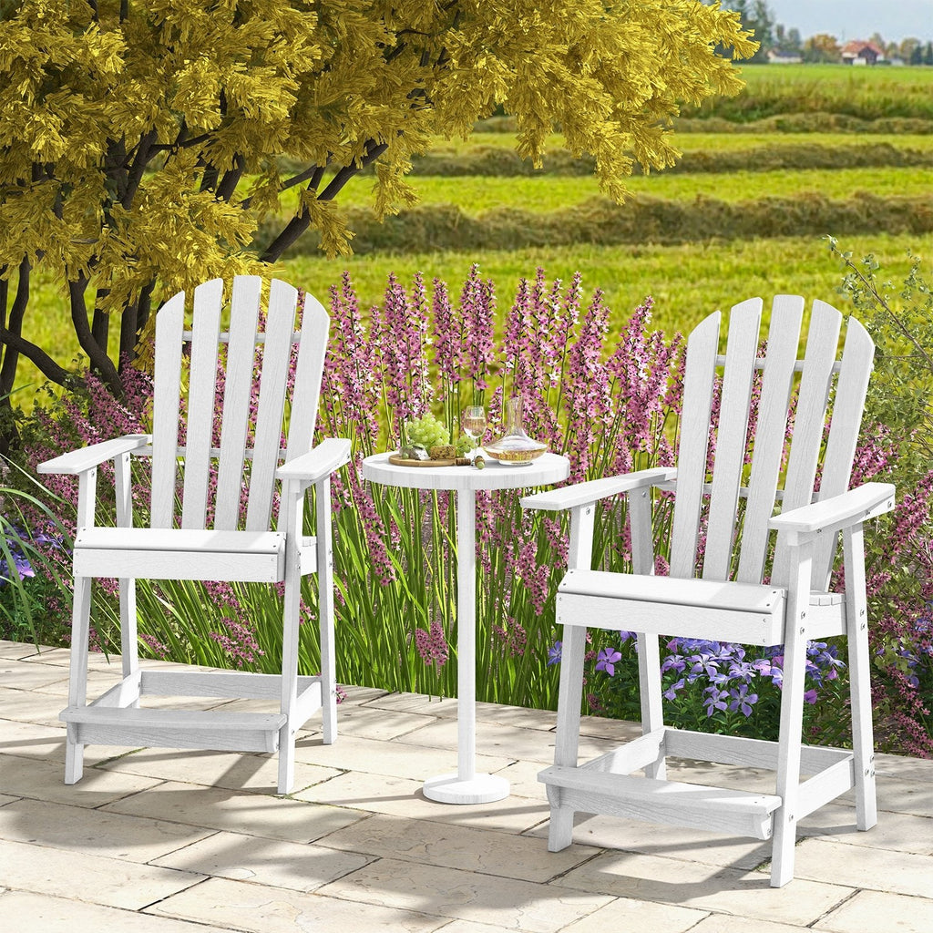 HDPE Patio Chair with Armrest and Footrest for Indoor Outdoor-Brown