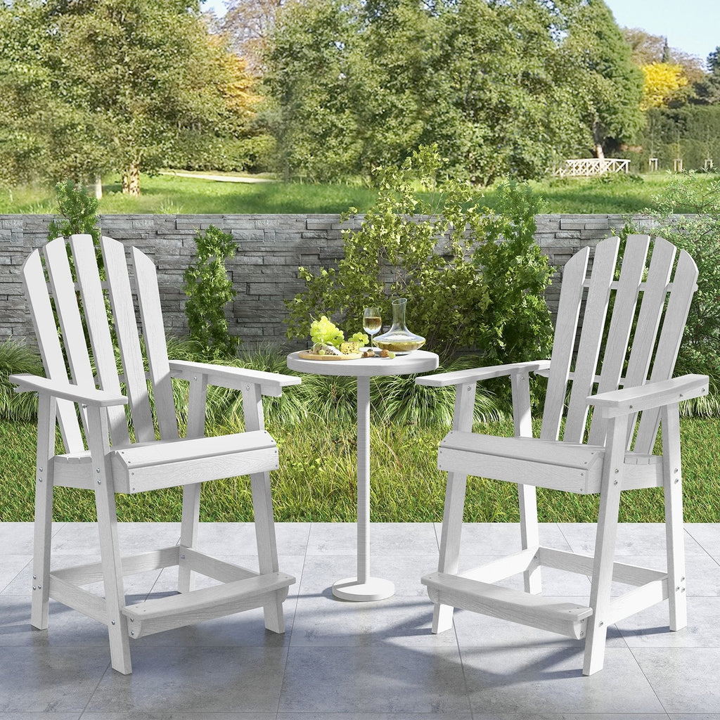 HDPE Patio Chair with Armrest and Footrest for Indoor Outdoor-Brown