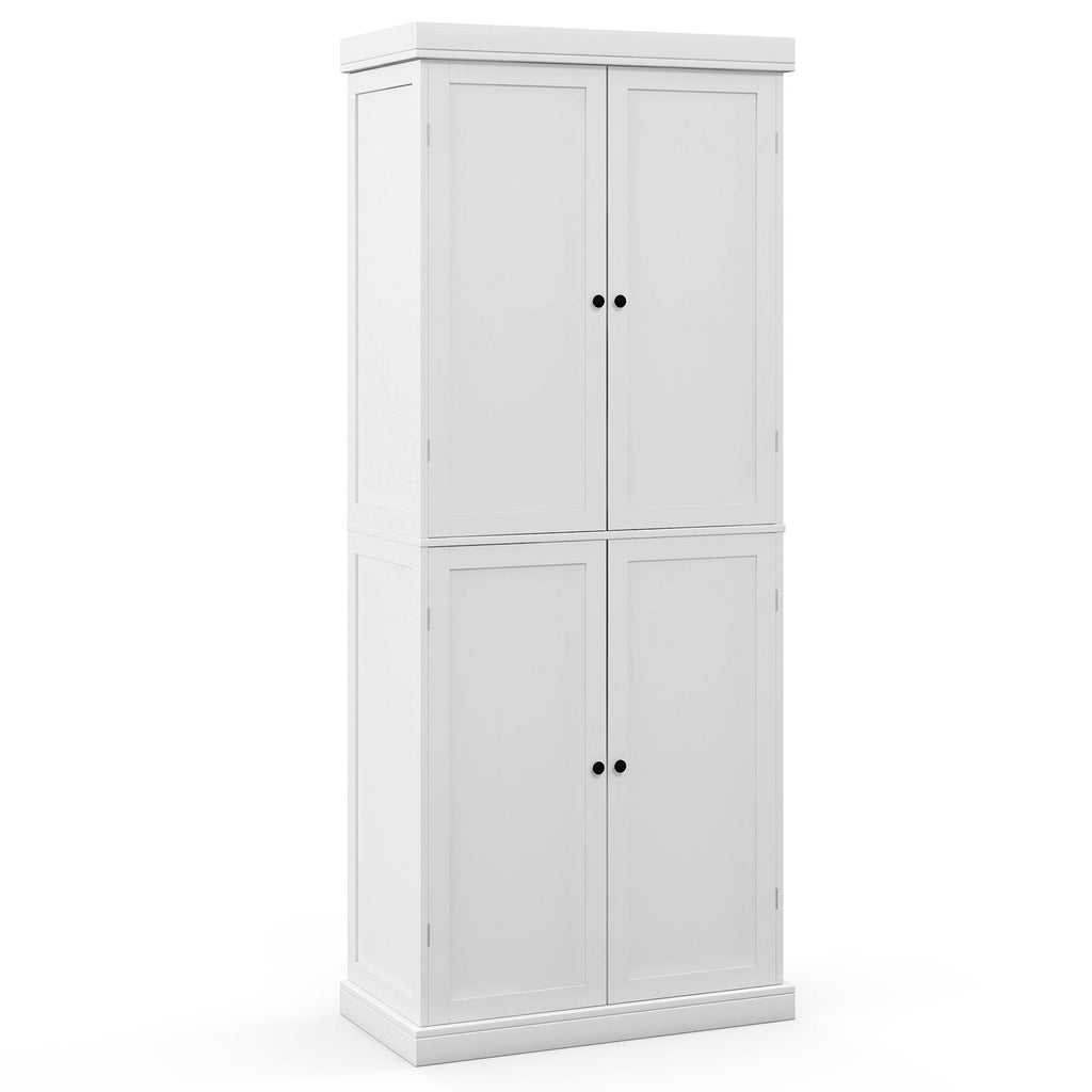 72.5” Tall Buffet Cabinet with 6-Tier Shelves and 4 Doors-Black