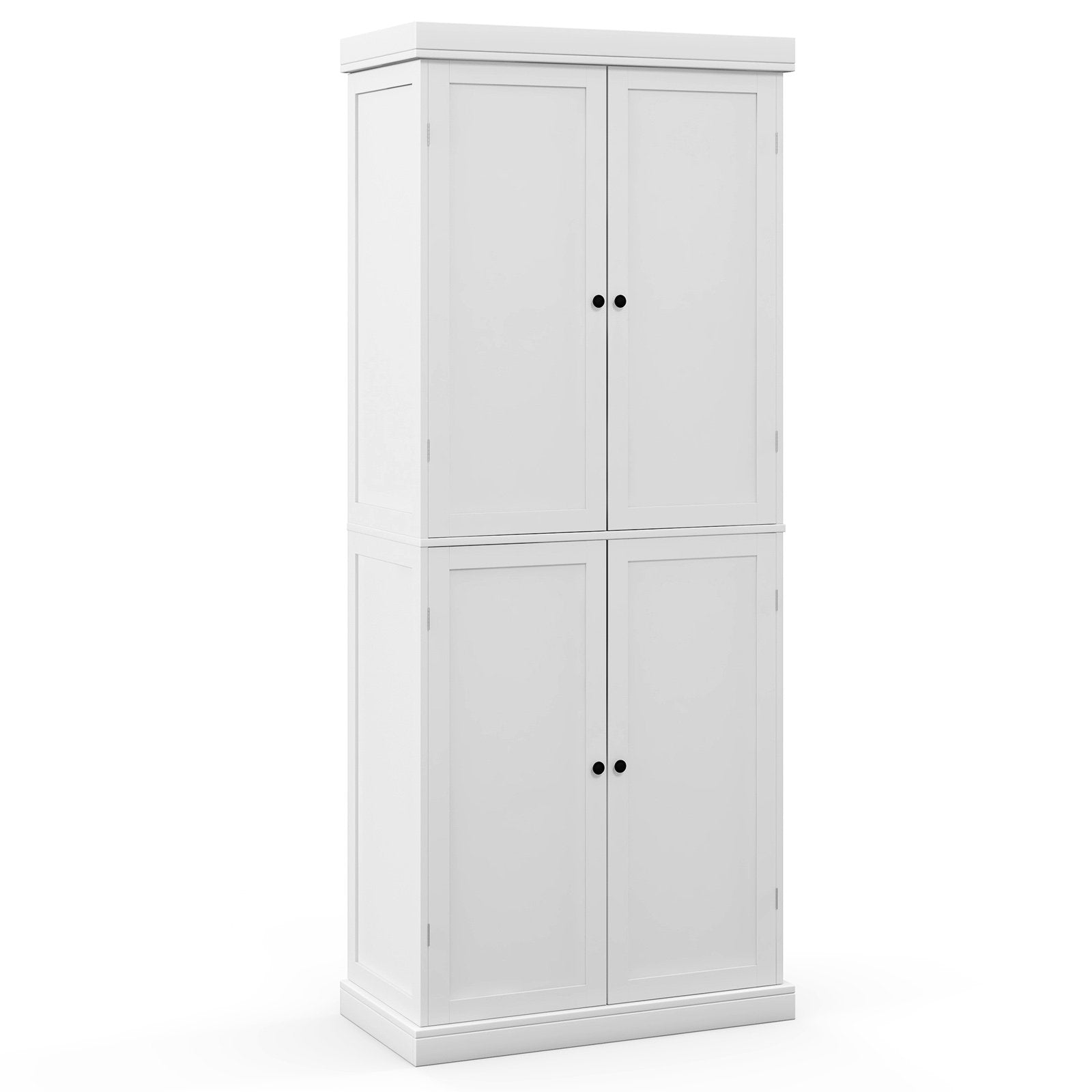 72.5” Tall Buffet Cabinet with 6-Tier Shelves and 4 Doors-Black