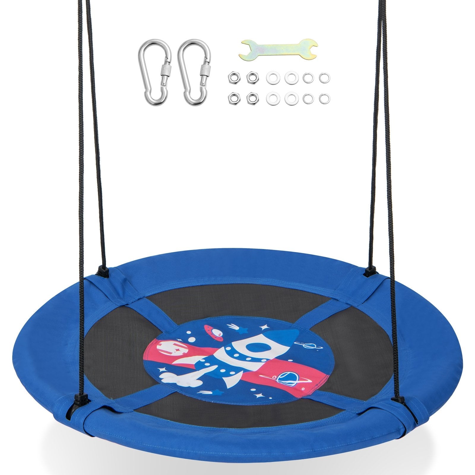 40 Inches Saucer Tree Swing with Adjustable Hanging Ropes and 900D Oxford Fabric-Forest