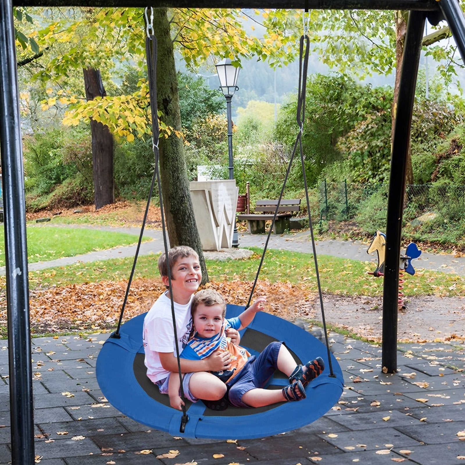 40 Inches Saucer Tree Swing with Adjustable Hanging Ropes and 900D Oxford Fabric-Forest