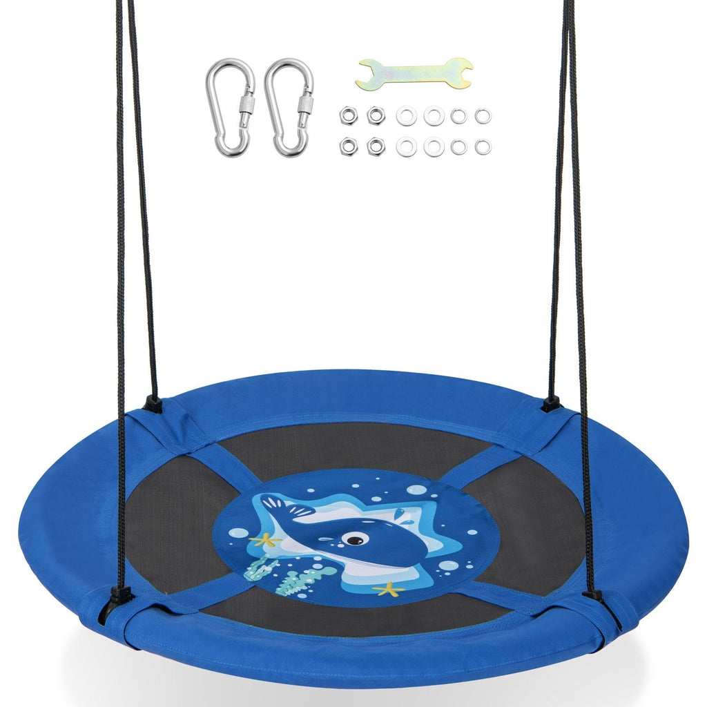 40 Inches Saucer Tree Swing with Adjustable Hanging Ropes and 900D Oxford Fabric-Forest