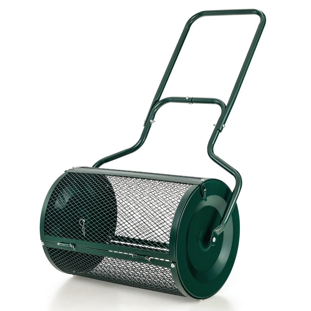 24” Peat Moss Spreader with Upgrade Side Latches and U-shape Handle-Black