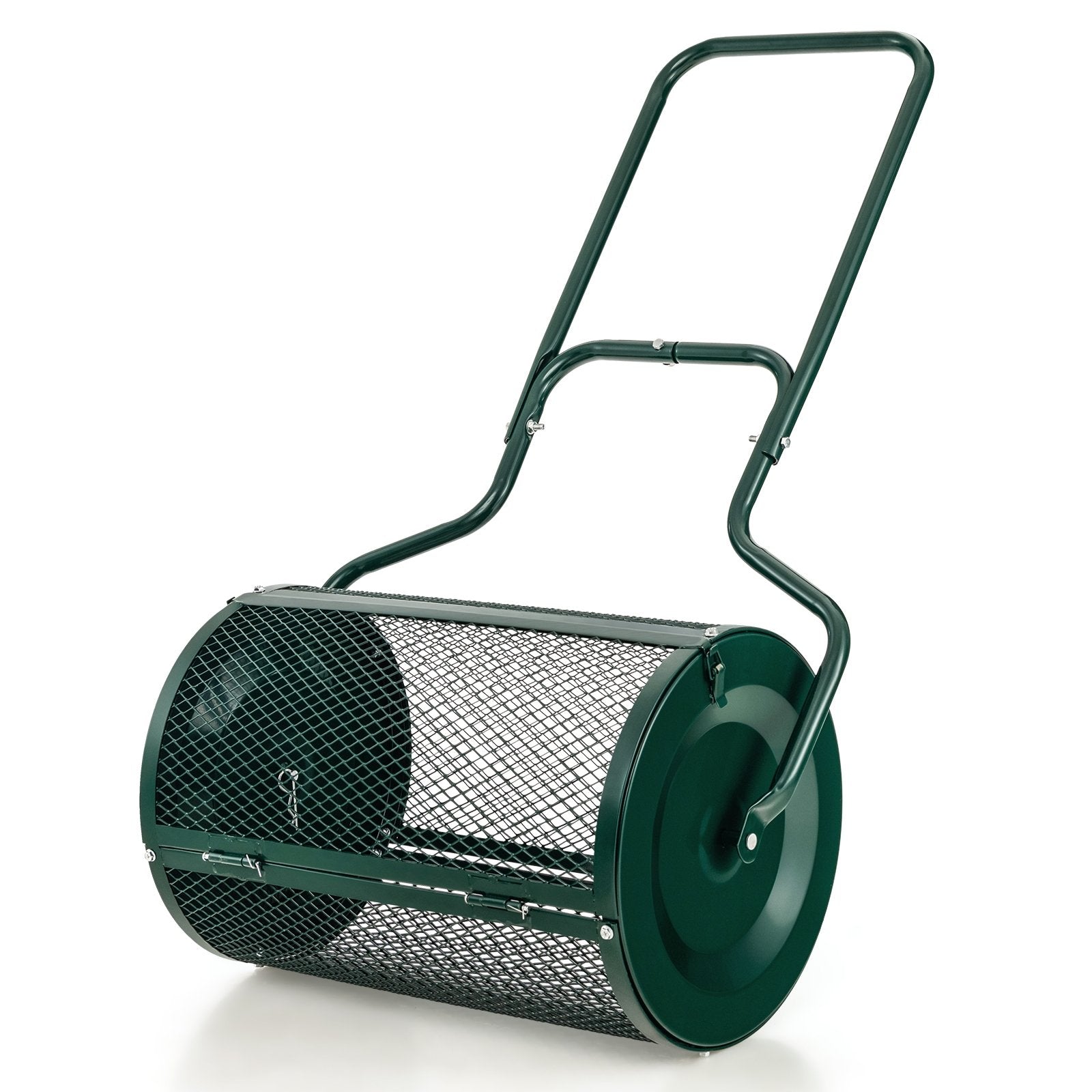 24” Peat Moss Spreader with Upgrade Side Latches and U-shape Handle-Black