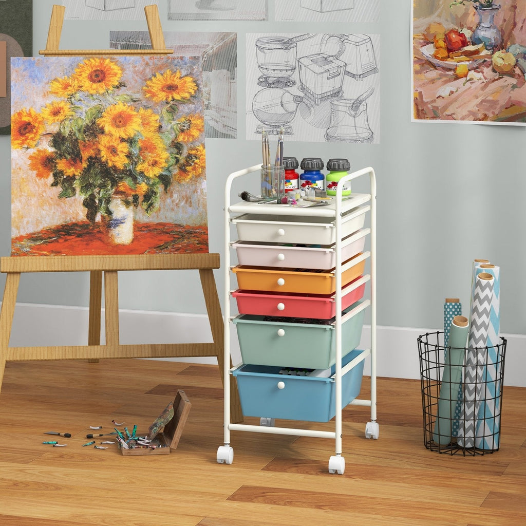 6 Drawers Rolling Storage Cart Organizer-Black