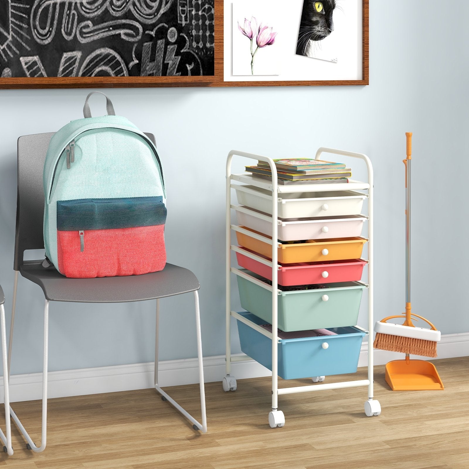 6 Drawers Rolling Storage Cart Organizer-Black