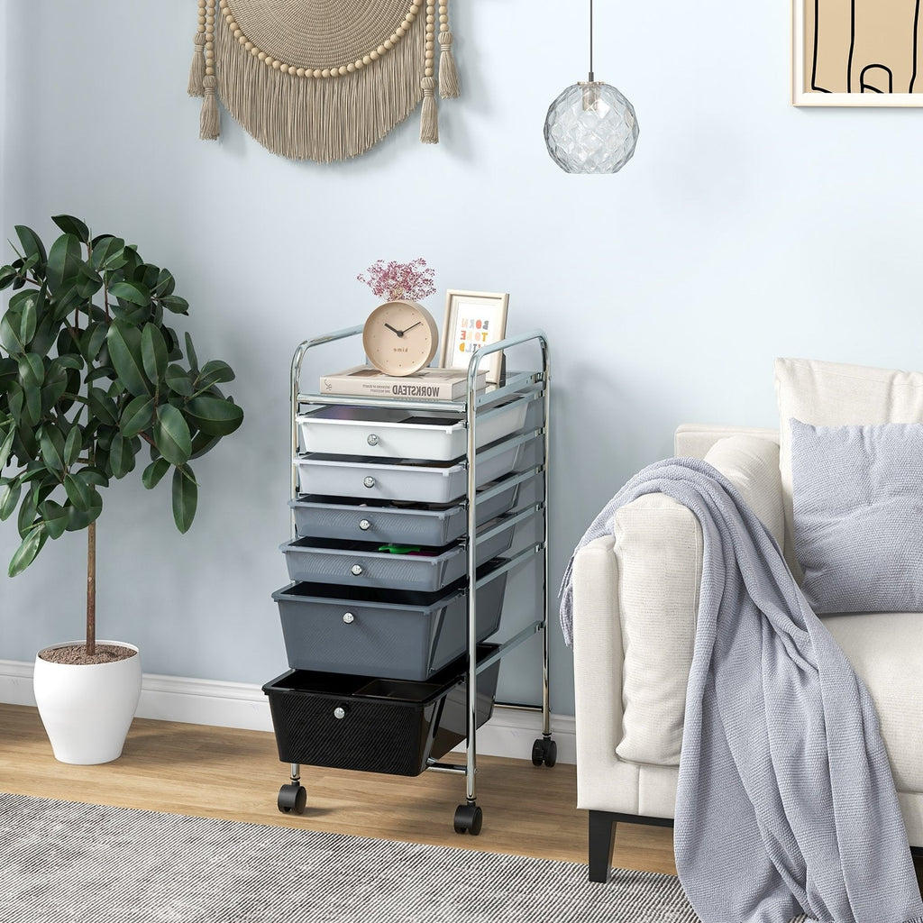 6 Drawers Rolling Storage Cart Organizer-Black