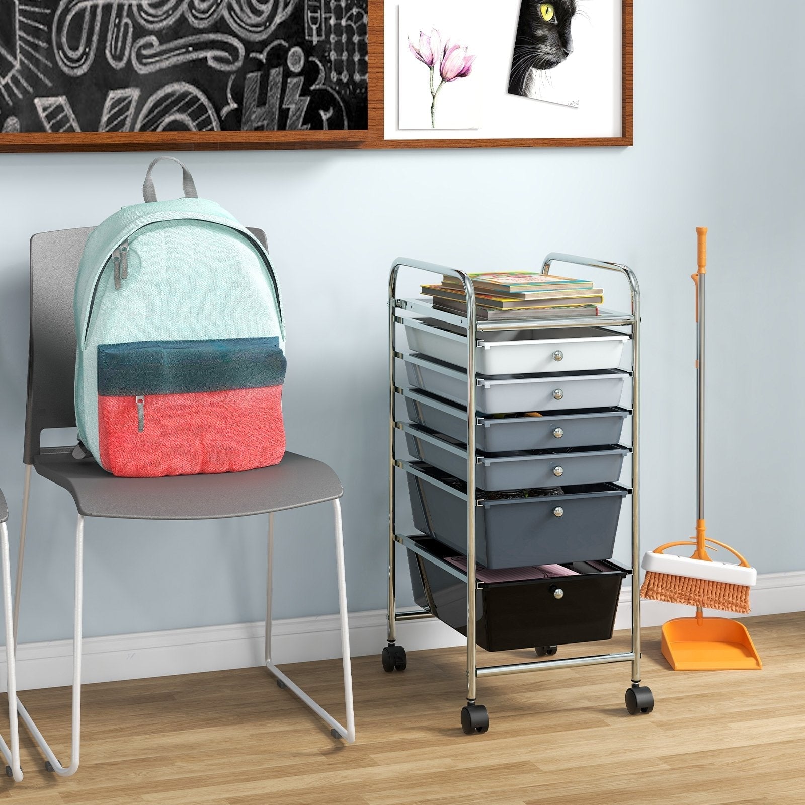 6 Drawers Rolling Storage Cart Organizer-Black