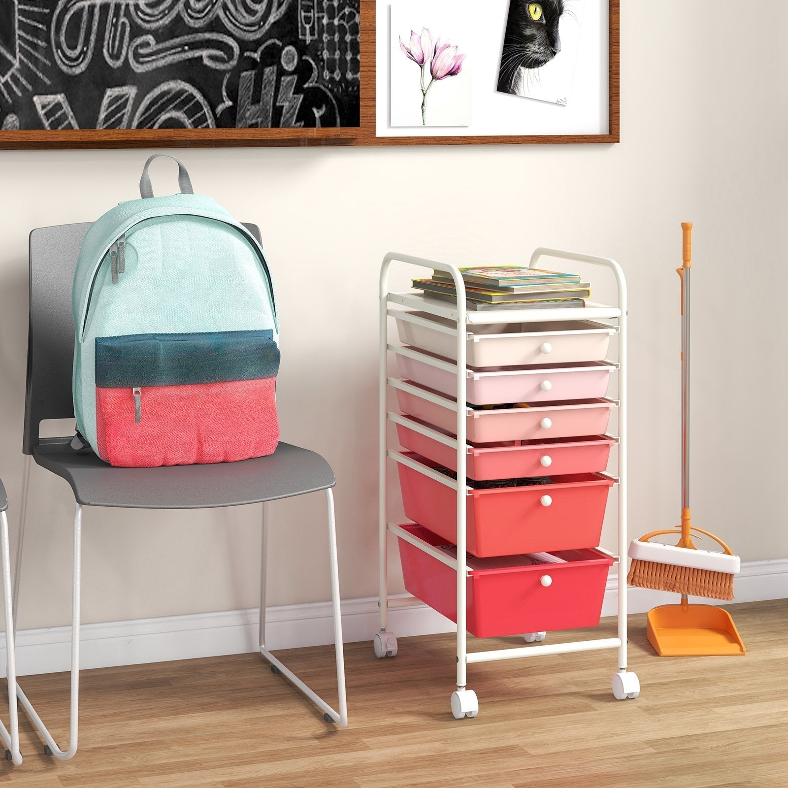 6 Drawers Rolling Storage Cart Organizer-Black