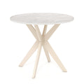 36-Inch Mid Century Modern Kitchen Table with Faux Marble Tabletop and Solid Rubber Wood Legs-Black