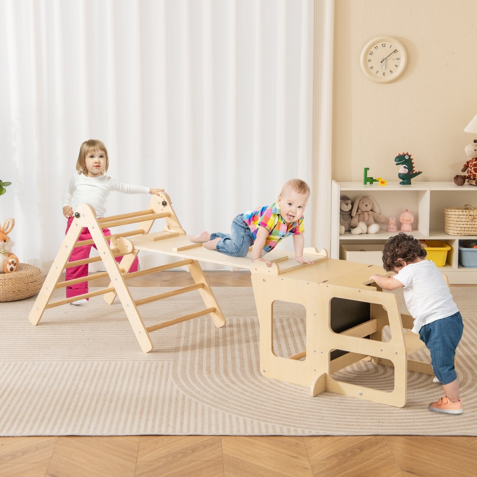 7-in-1 Toddler Climbing Toy Connected Table and Chair Set for Boys and Girls Aged 3-14 Years Old-Multicolor
