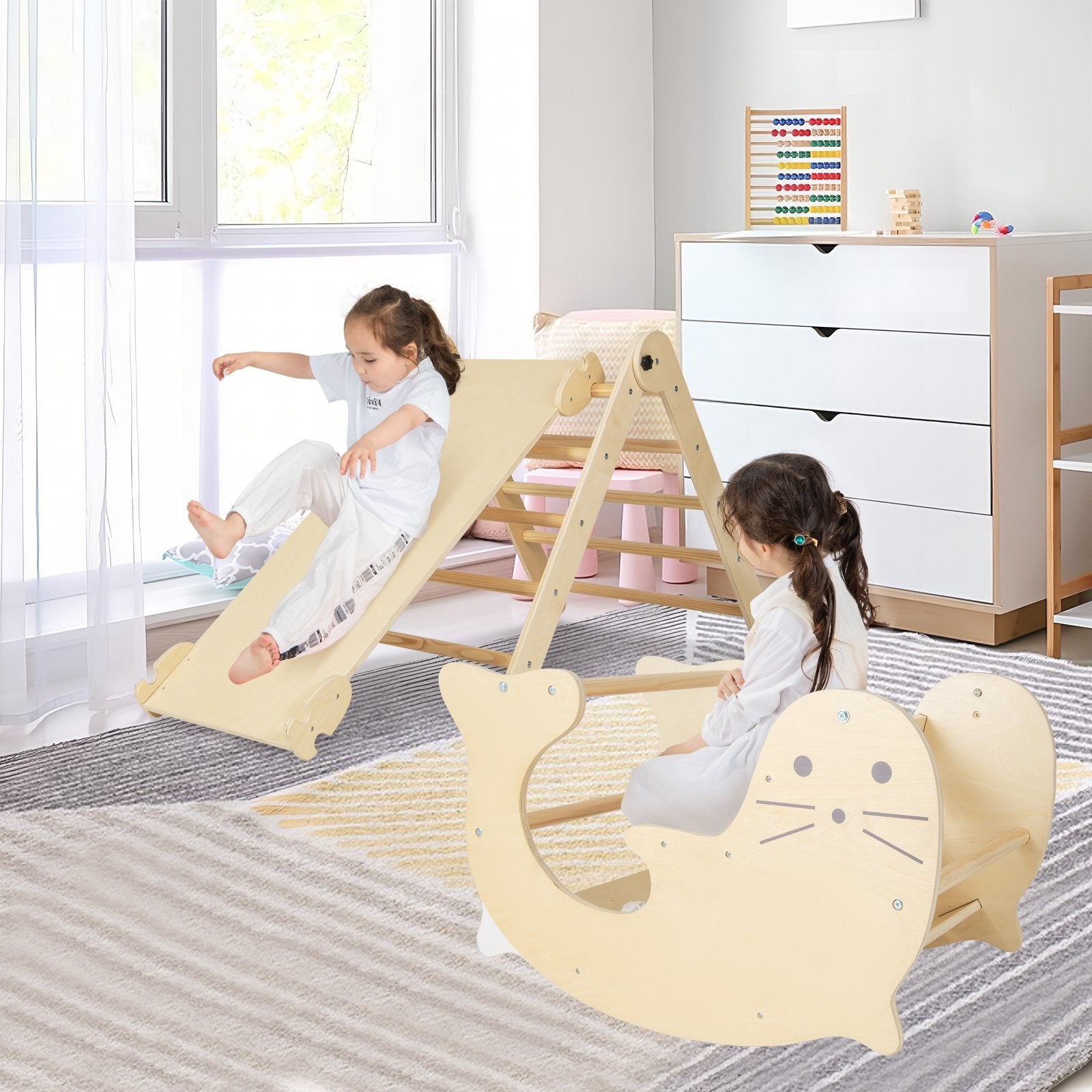 7-in-1 Indoor Climbing Toys for Toddlers with Reversible Ramp-Multicolor