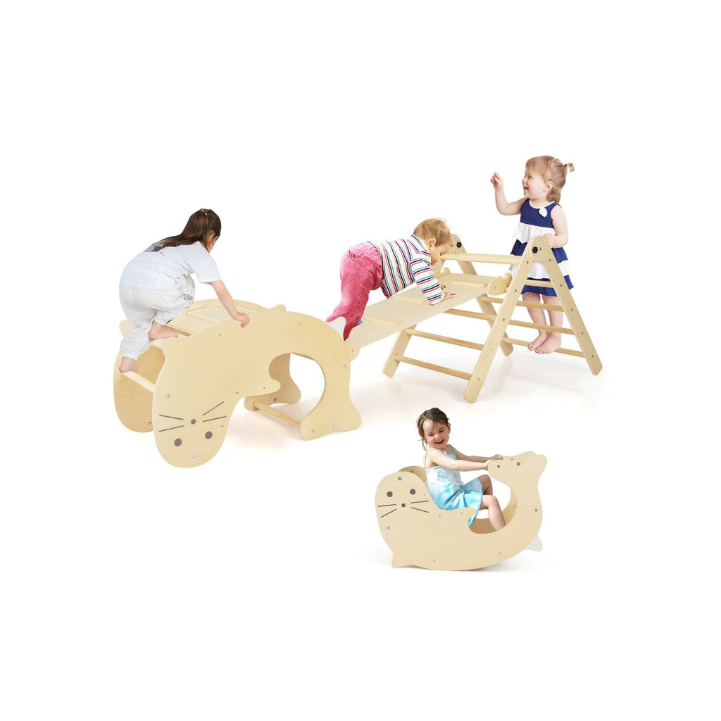7-in-1 Indoor Climbing Toys for Toddlers with Reversible Ramp-Multicolor