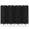 8-Panel Folding Room Divider with Hand-woven Texture and Wood Frame-Black