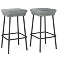 29.5 Inches Patio Bar Stools Set of 2 with Rattan Seat and Footrest