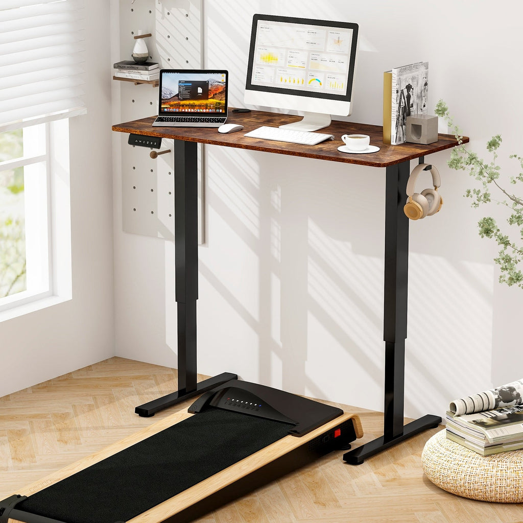 Electric Standing Desk with 3 Memory Height Settings and 2 Hanging Hooks & Cable Management-Natural