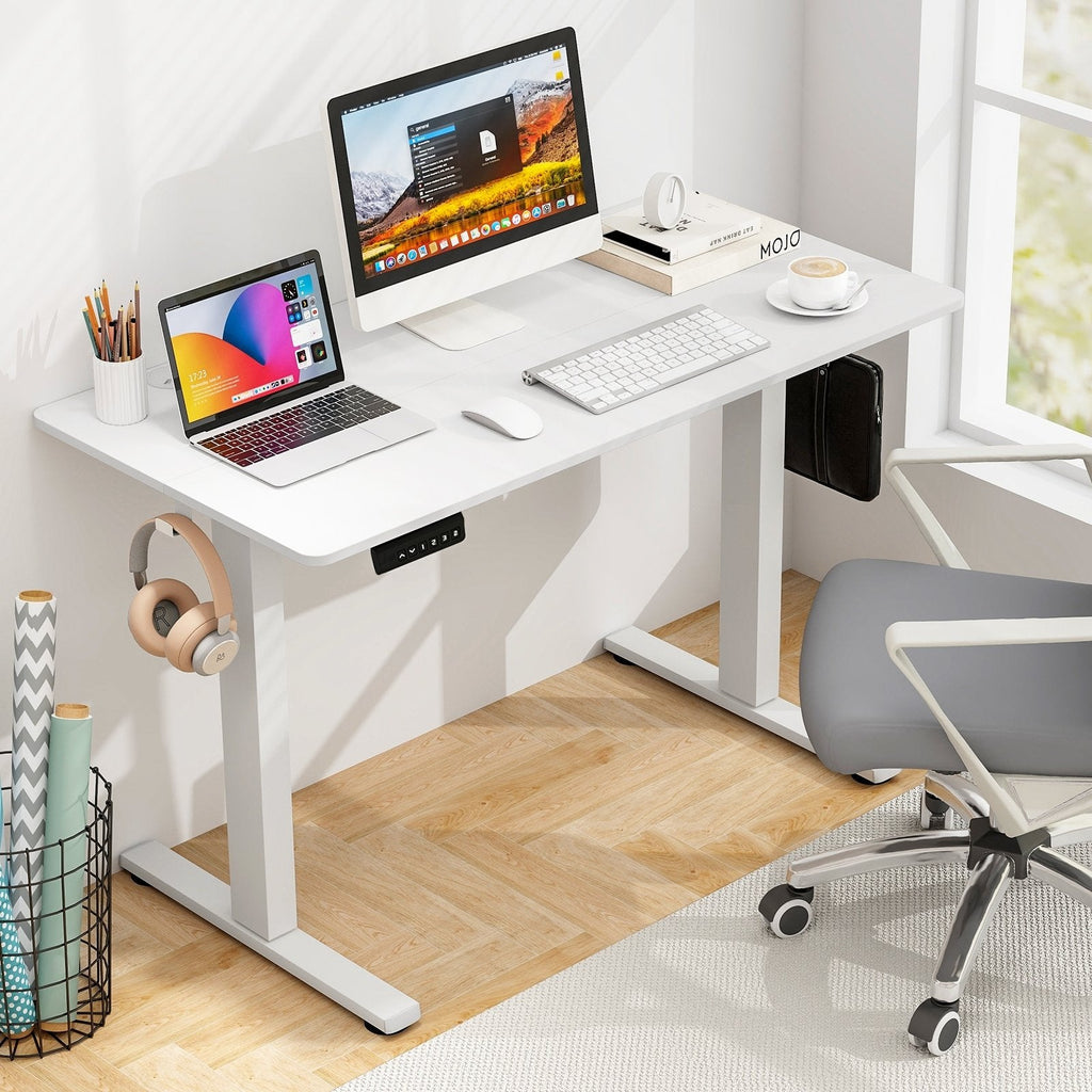 Electric Standing Desk with 3 Memory Height Settings and 2 Hanging Hooks & Cable Management-Natural